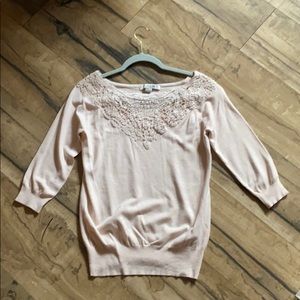 3/4 Sleeve, embroidered top, Cream color